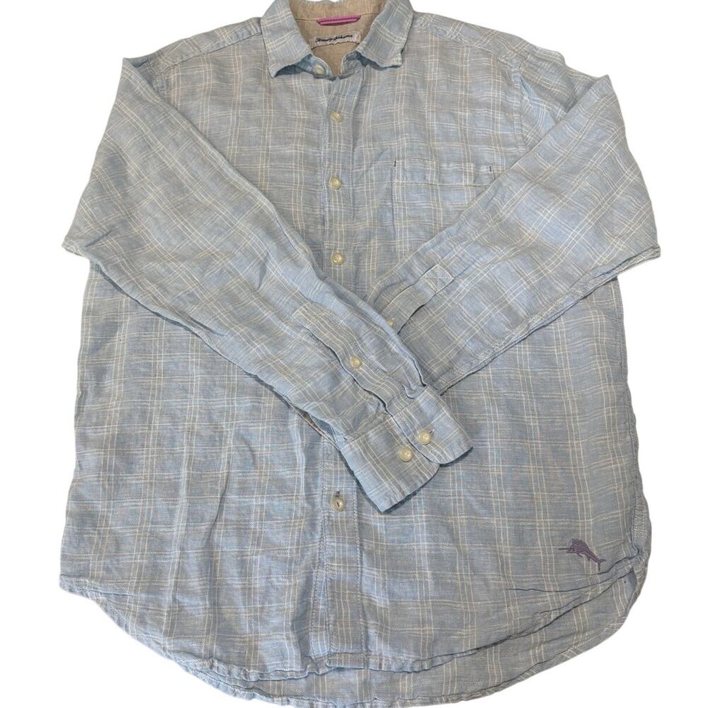 Tommy Bahama Men's M 100% Linen Machine Washable Button Down Shirt Long Sleeved